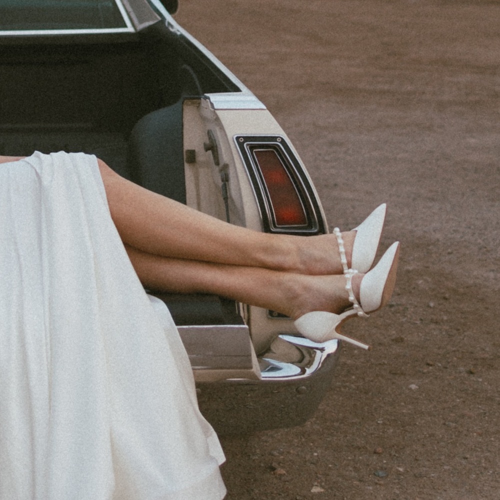 Pearl strap heels!